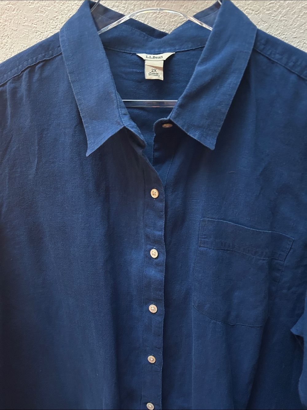 L.L. Bean EUC Linen Cobalt Blue Long-Sleeve Button-Down 2X